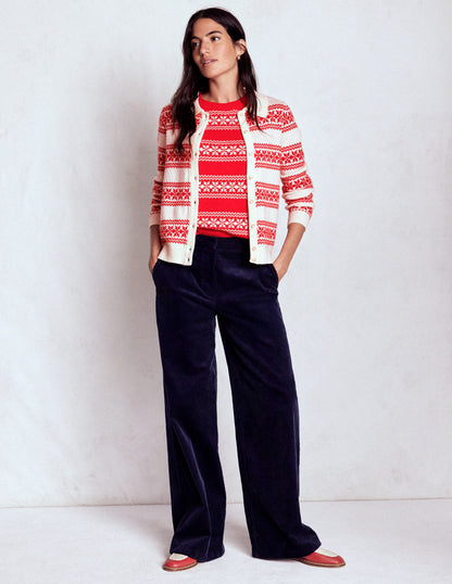 Edie Fair Isle Knitted Shirt-Warm Ivory, Red Fair Isle-6