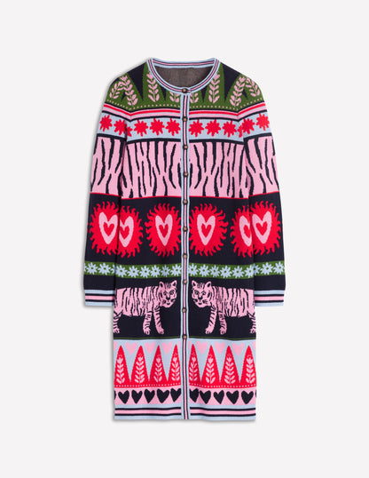 Long Jacquard Cardigan-Navy Tigers-6