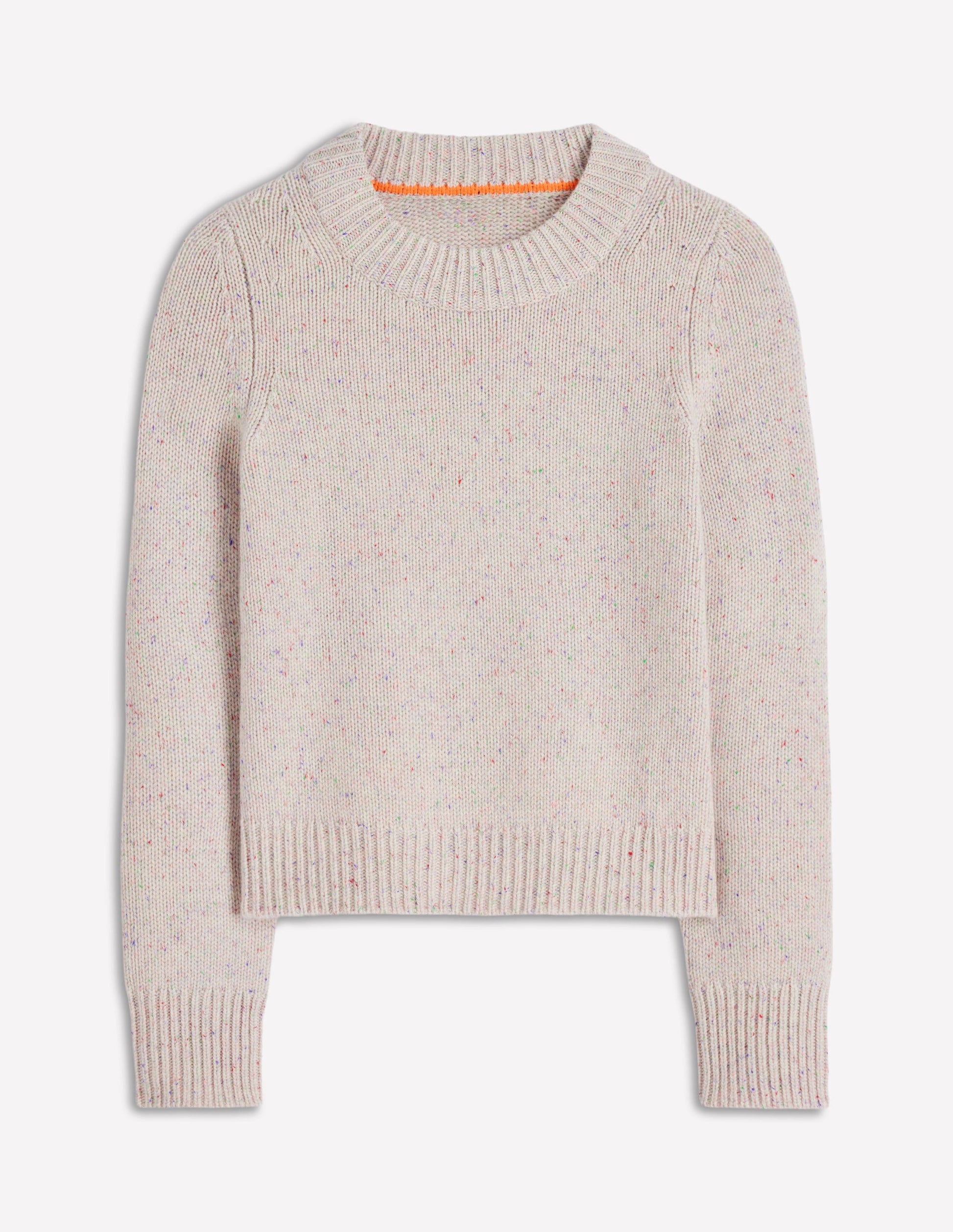 Chunky Crop Cashmere Jumper-Ivory, Multi Neps-6
