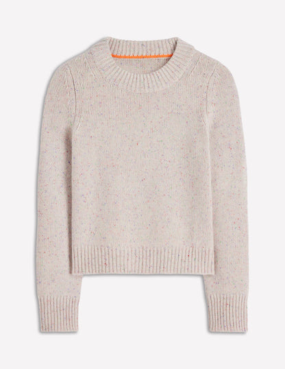 Chunky Crop Cashmere Jumper-Ivory, Multi Neps-6