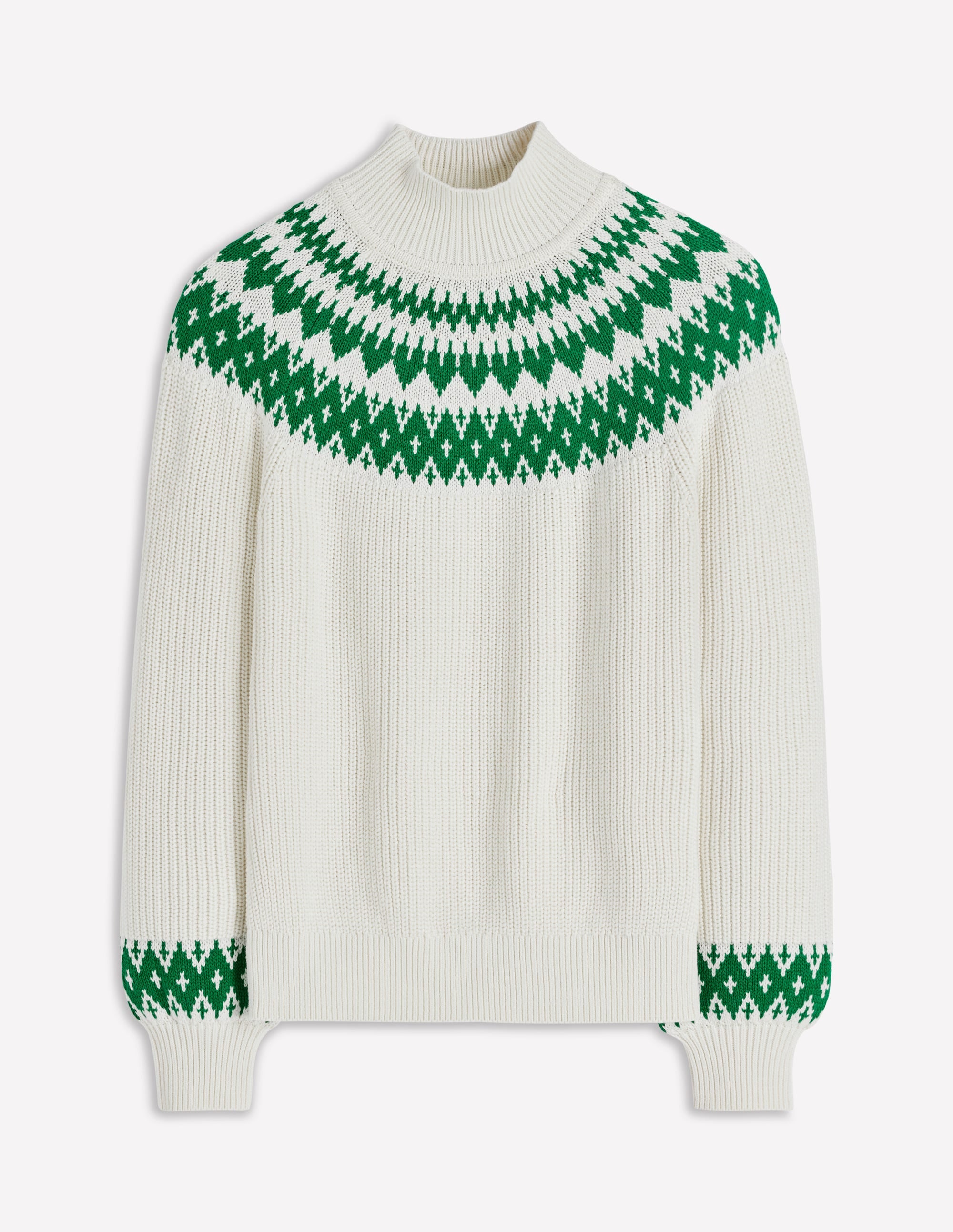 Pull à col montant Bianca en coton-Motif jacquard ivoire chaud - Image 6