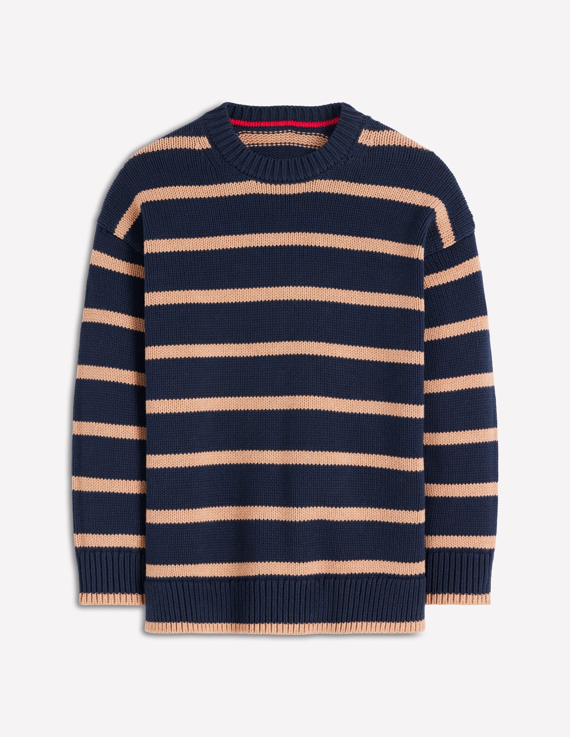 Lucy Oversize-Baumwollpullover-Marineblau/Kamelbraun Meliert - Image 5