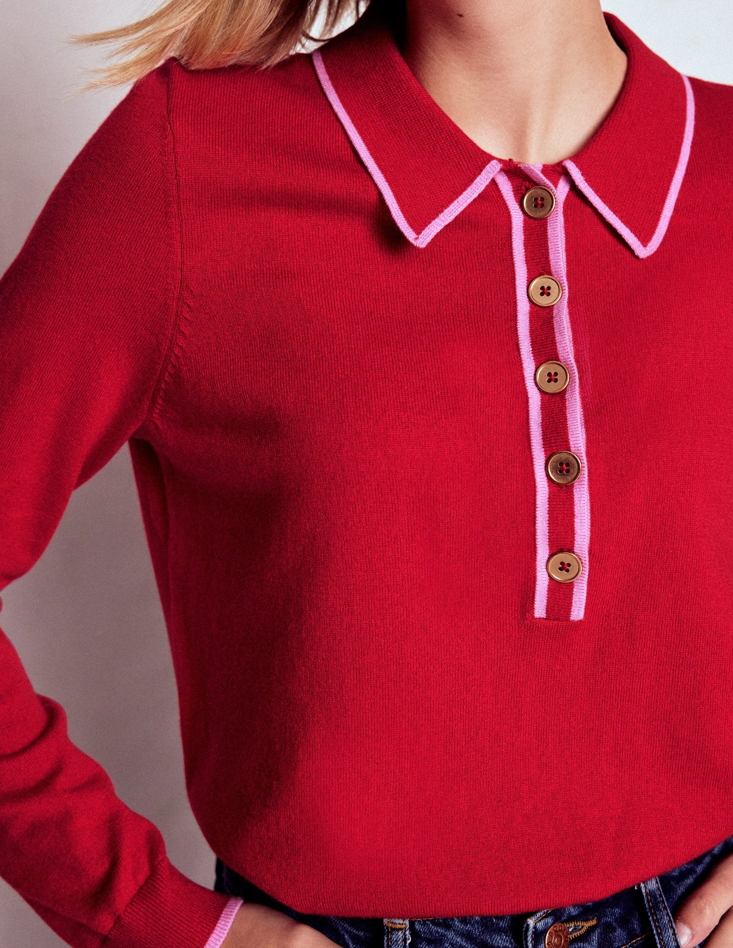 Liz Henley Jumper-Salsa Red