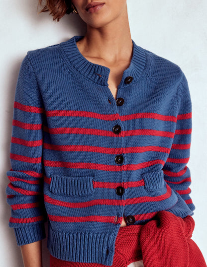 Cardigan Lucy en coton épais-Rayé bleu marine doux et rouge-4