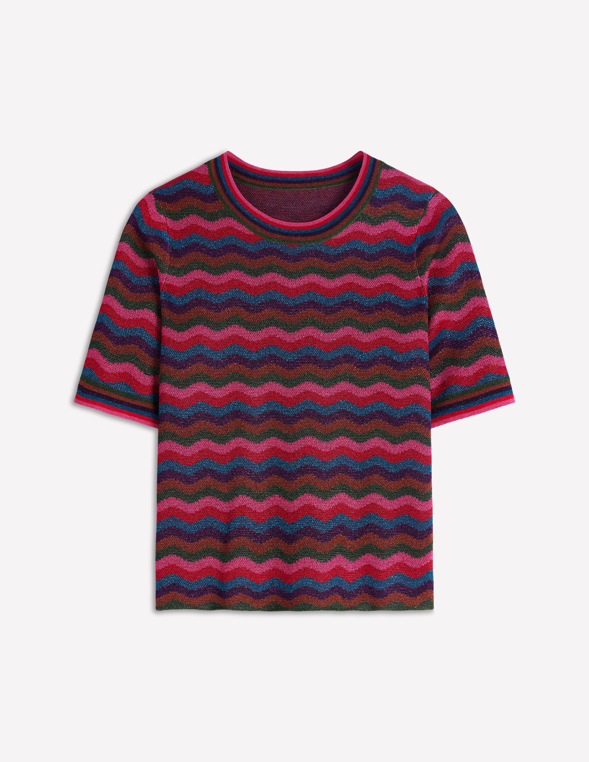 Jacquard Knitted T-Shirt-Multi-8