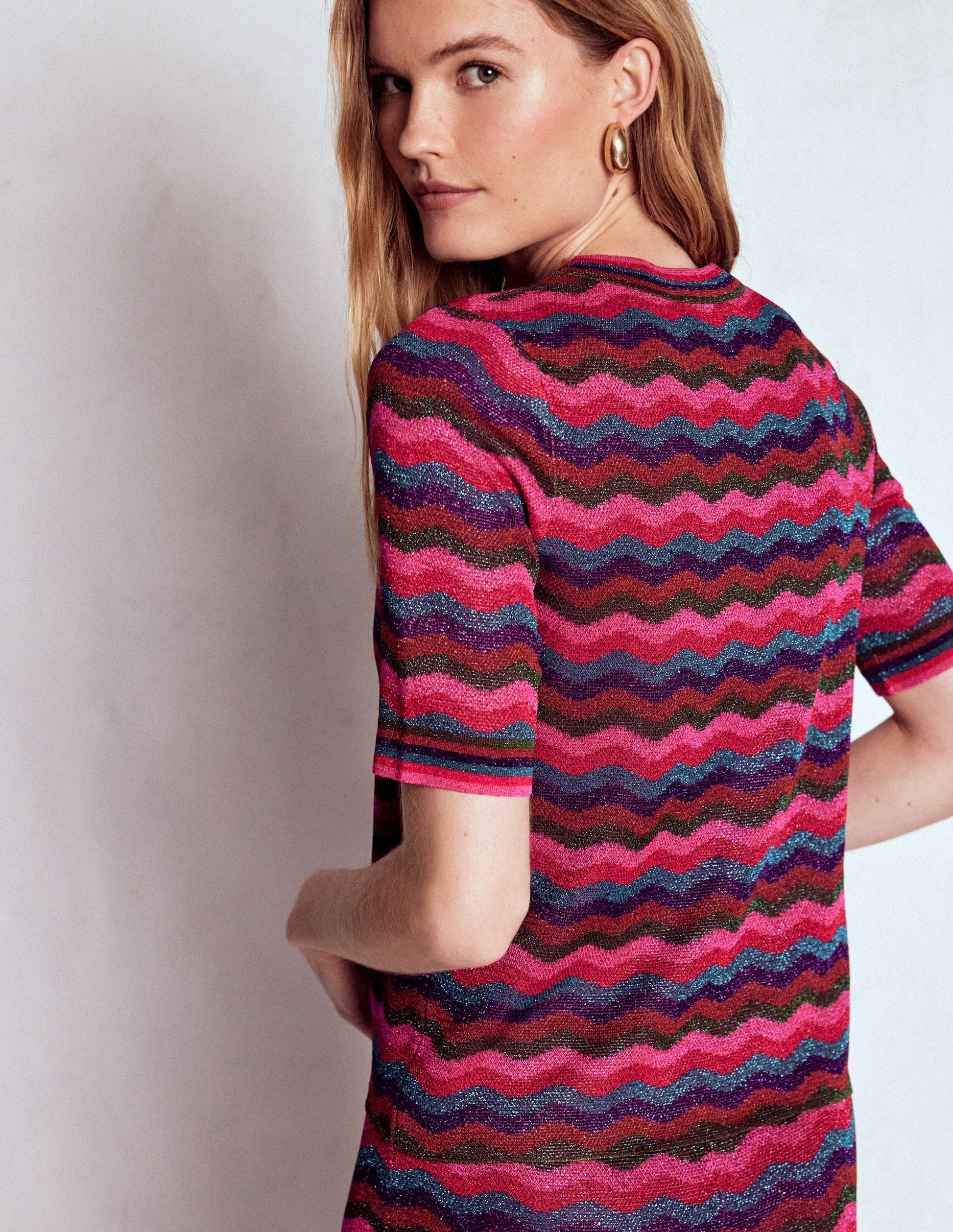 Jacquard Knitted T-Shirt-Multi-4