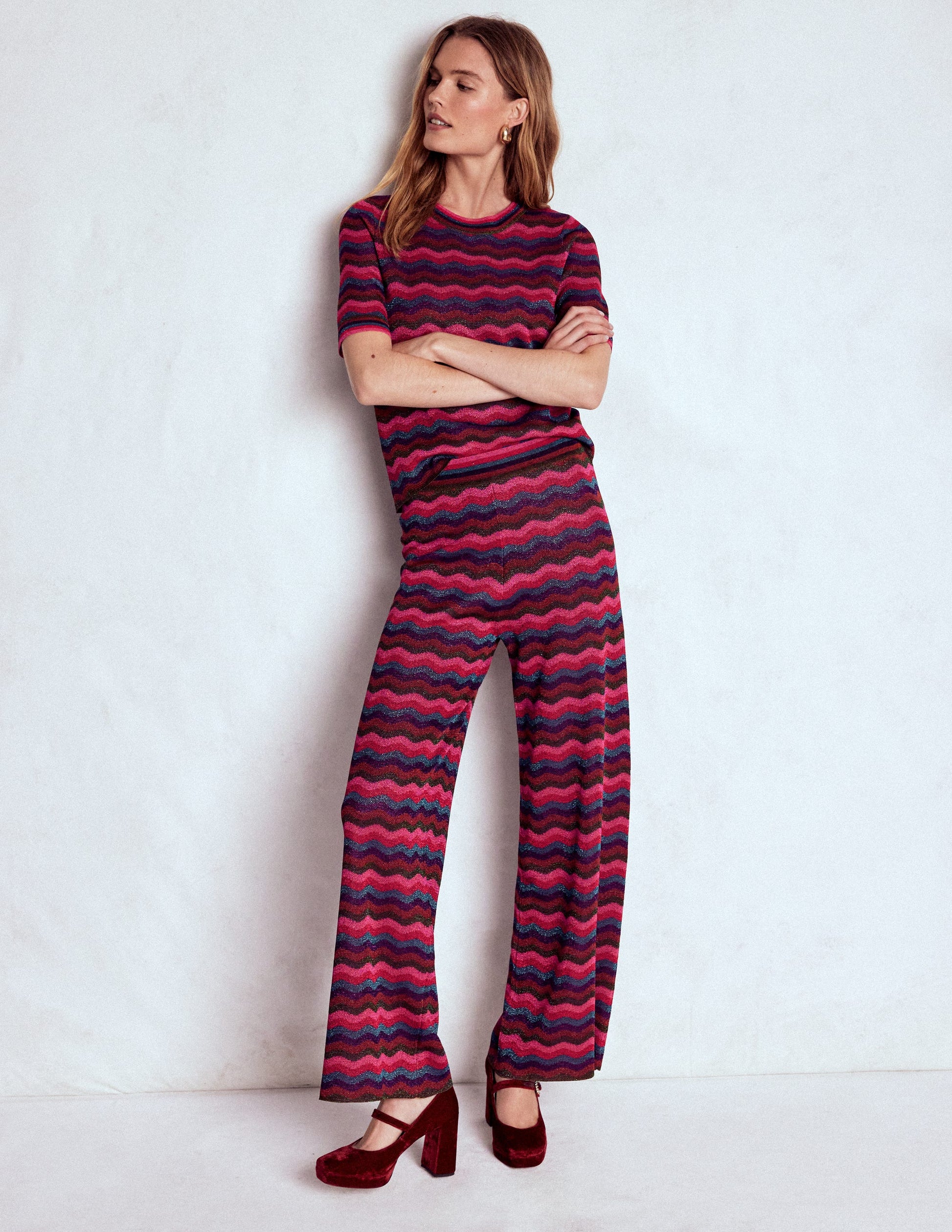 Jacquard Knitted T-Shirt-Multi-5