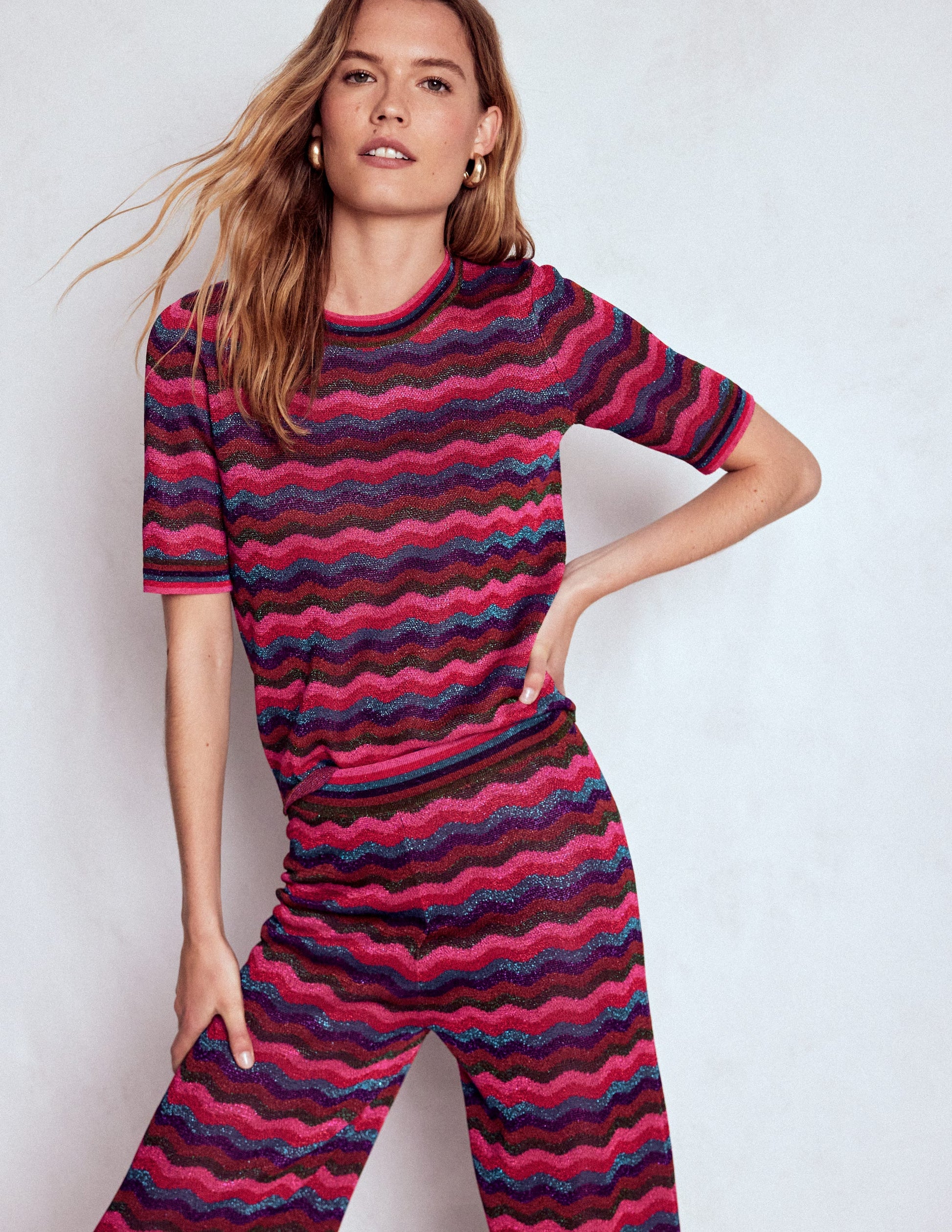 Jacquard Knitted T-Shirt-Multi-6