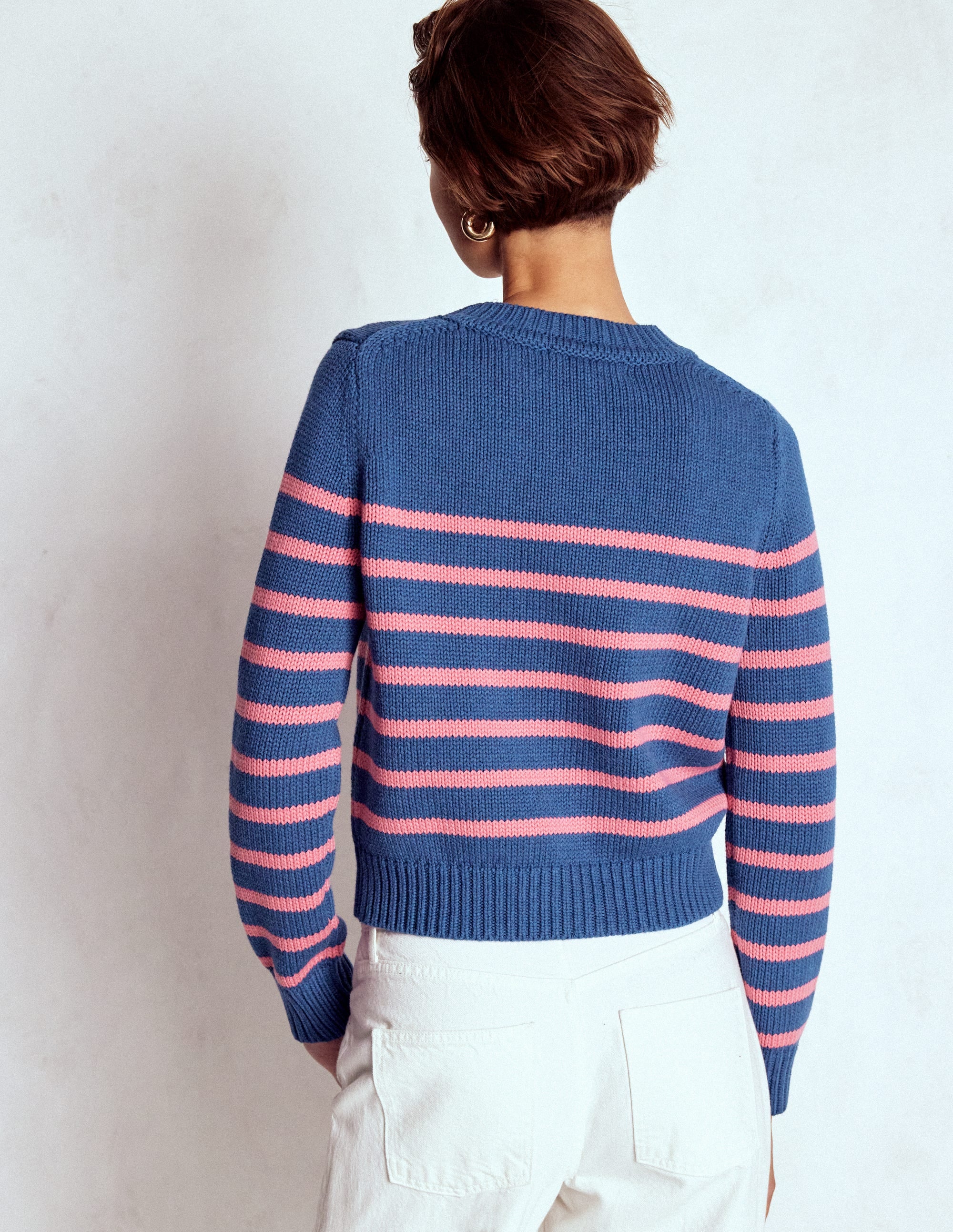 Pull Lucy en coton épais-Bleu, rayé rose - Image 3