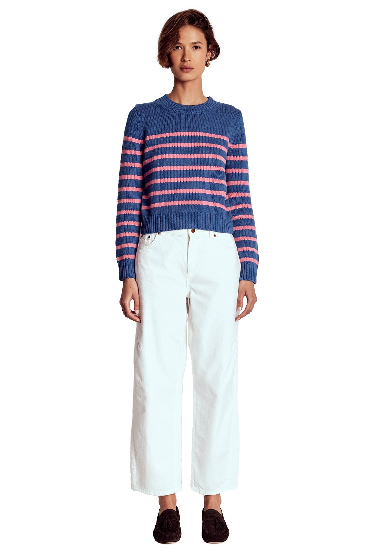 Pull Lucy en coton épais-Bleu, rayé rose - Image 5