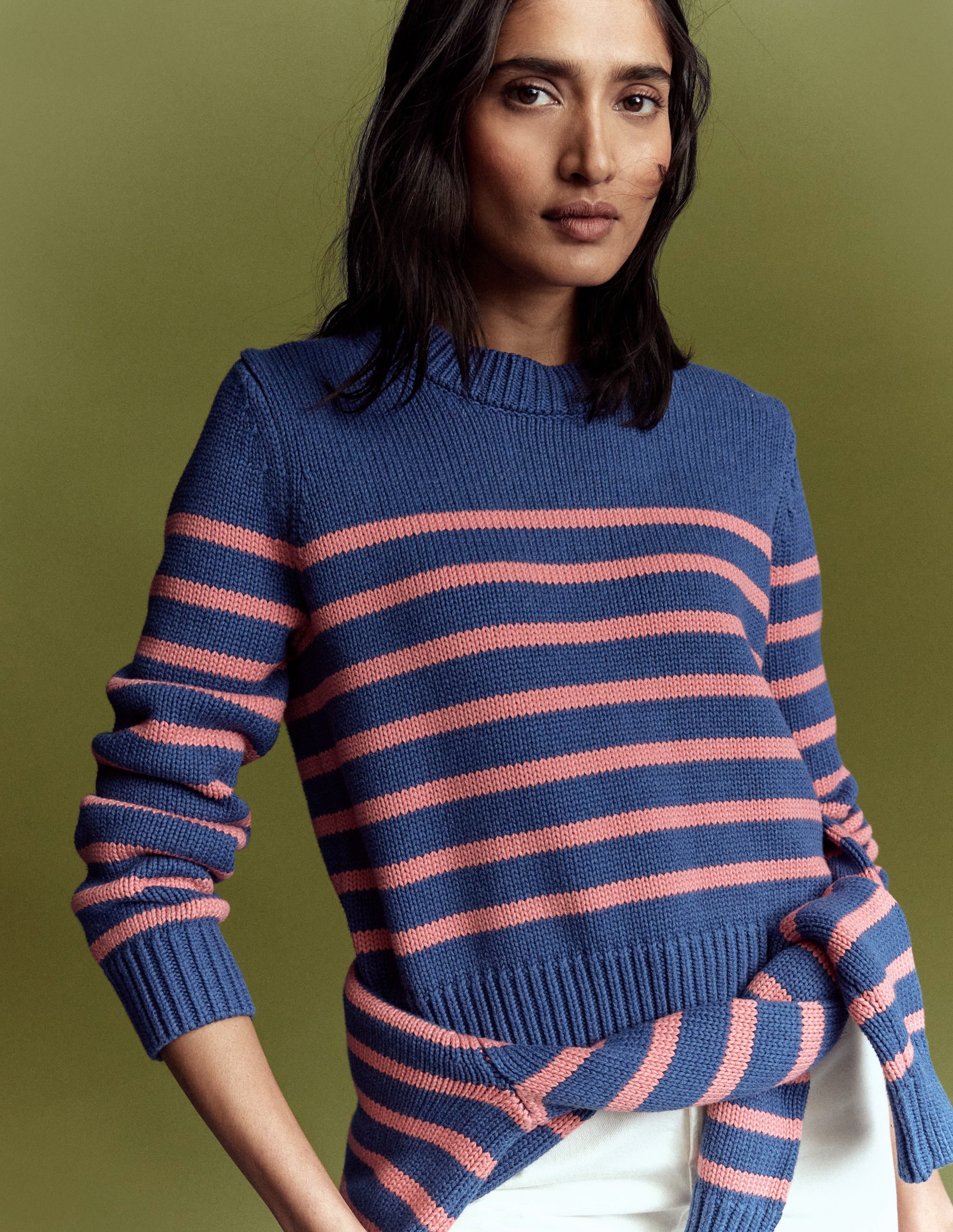 Pull Lucy en coton épais-Bleu, rayé rose - Image 7