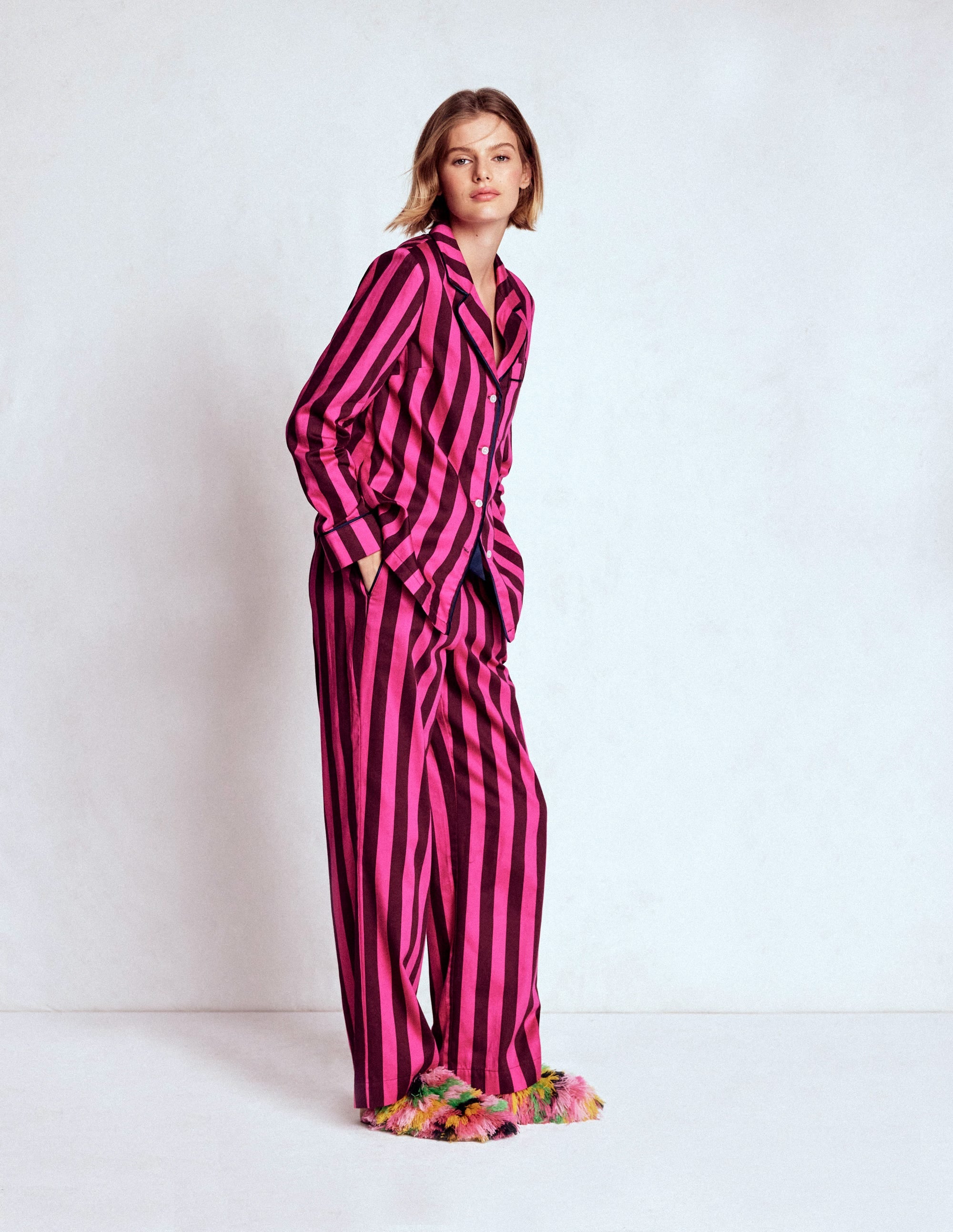 Bas de pyjama en coton-Rayé rose - Image 6