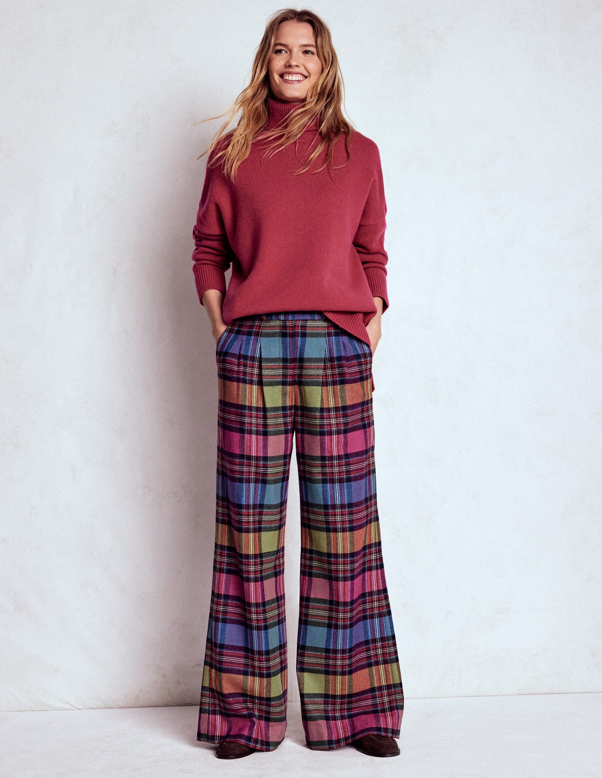 Kensington Wool Trousers-Multi Blanket Check - Image 1