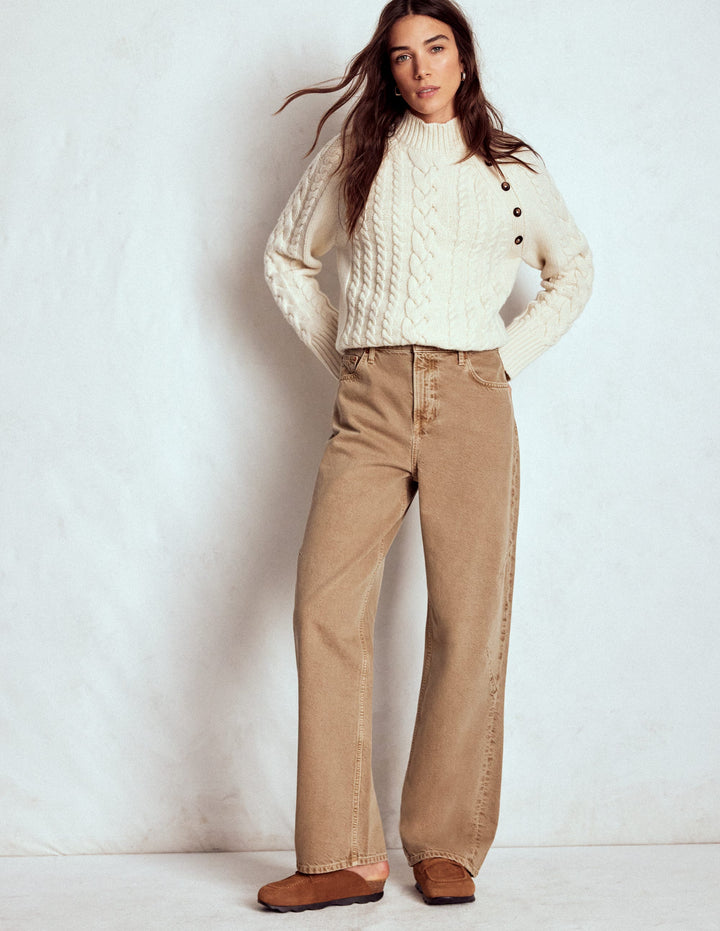 Barrel-Jeans-Tabakbraun