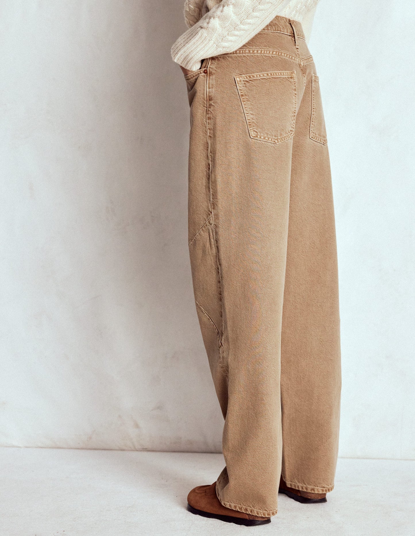 Lange Barrel-Jeans-Tabakbraun