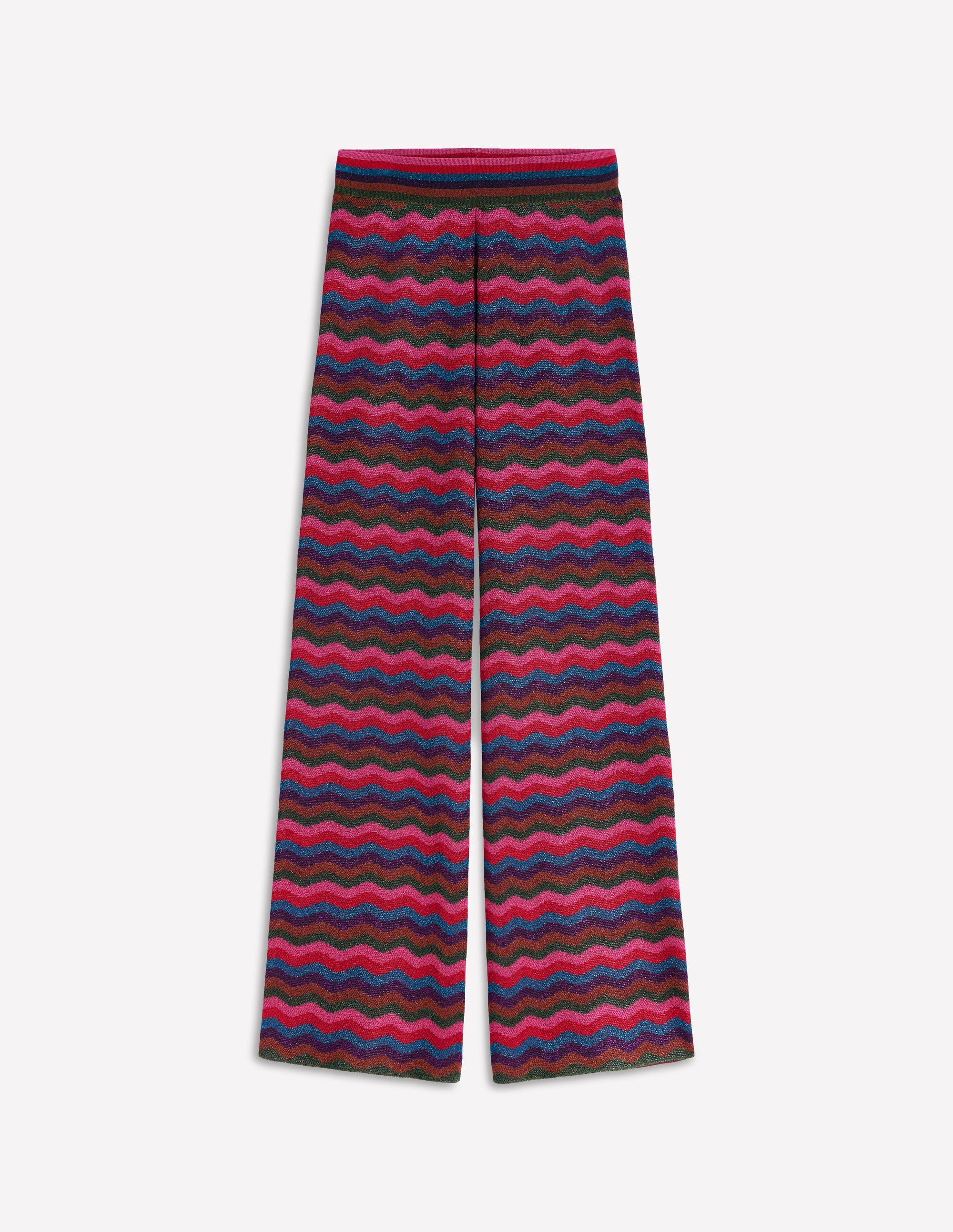 Pantalon en maille jacquard-Vague métallisée teinte joyau - Image 7