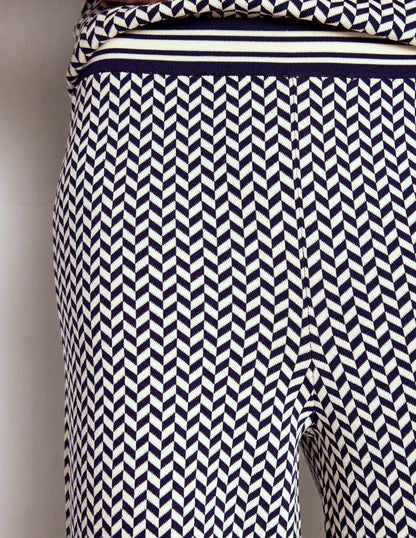 Jacquard-Strickhose-Geo Marineblau und Naturweiß Jacquard-2