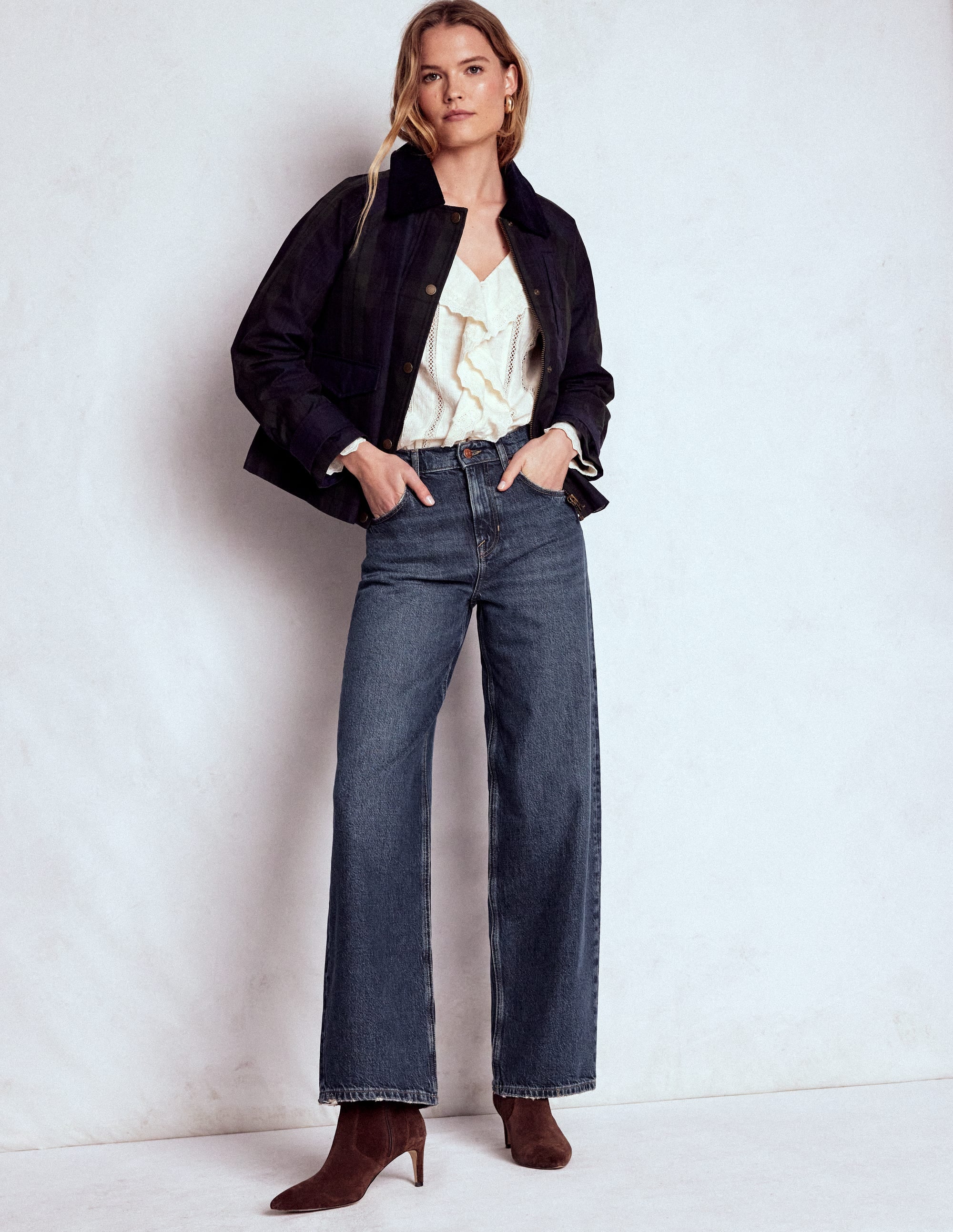 Locker geschnittene Jeans mit mittelhohem Bund-Dunkles Vintageblau - Image 1