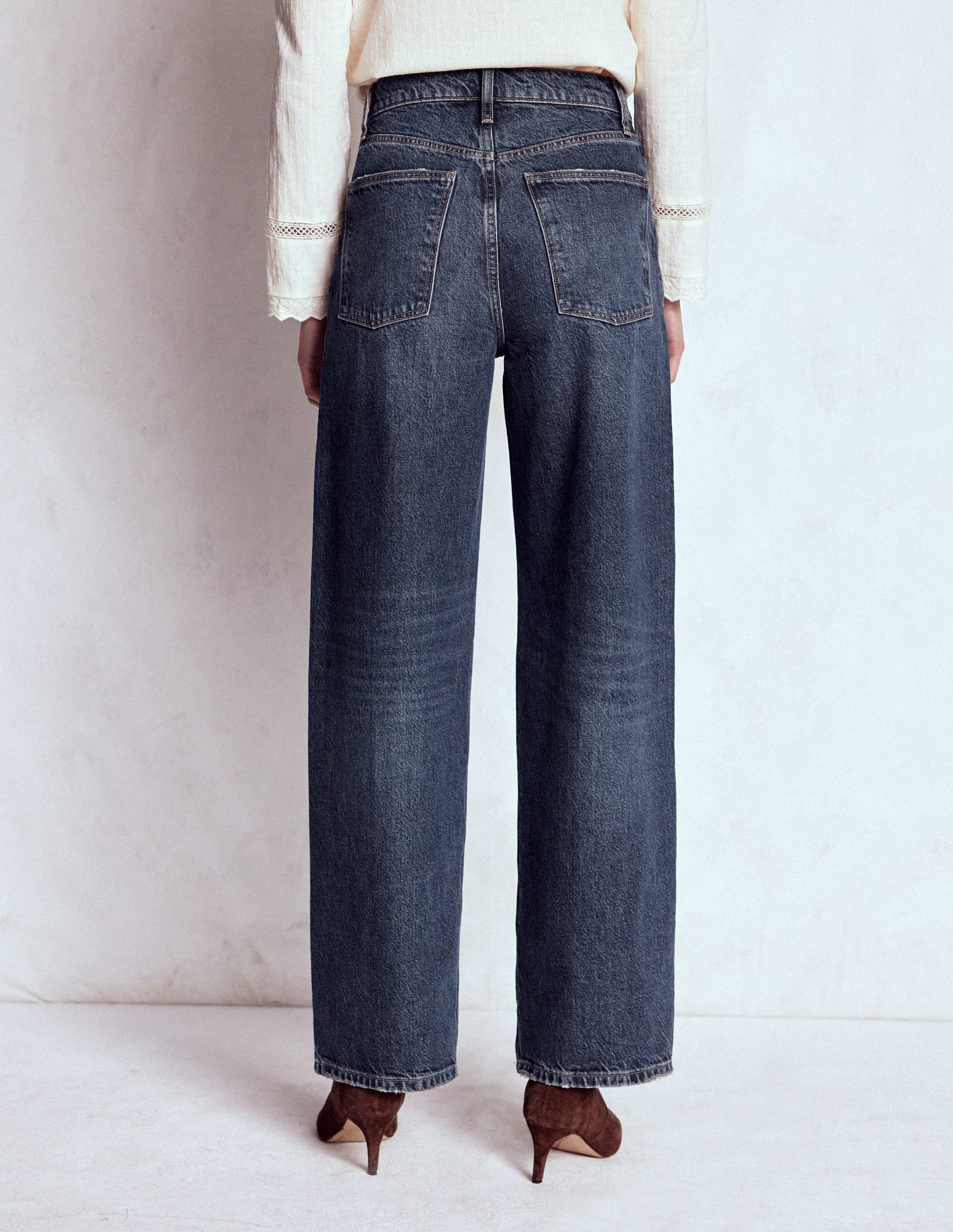 Locker geschnittene Jeans mit mittelhohem Bund-Dunkles Vintageblau - Image 3