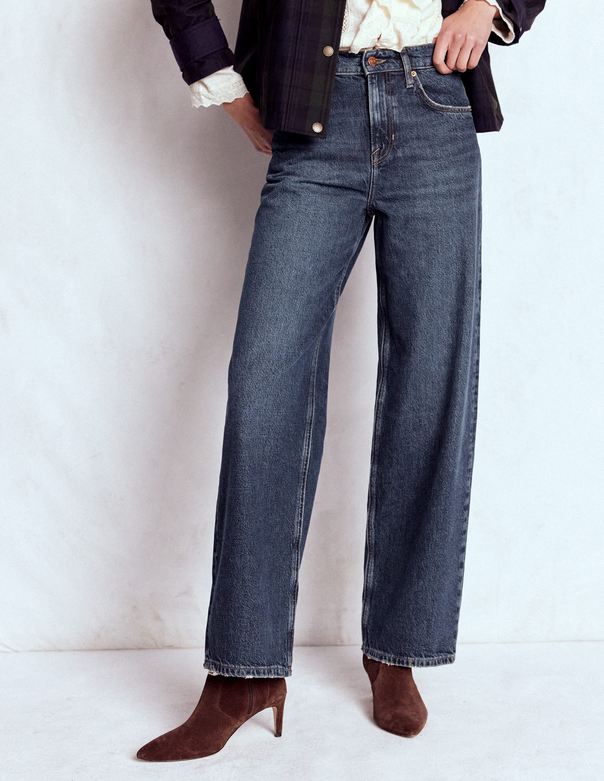Locker geschnittene Jeans mit mittelhohem Bund-Dunkles Vintageblau - Image 4