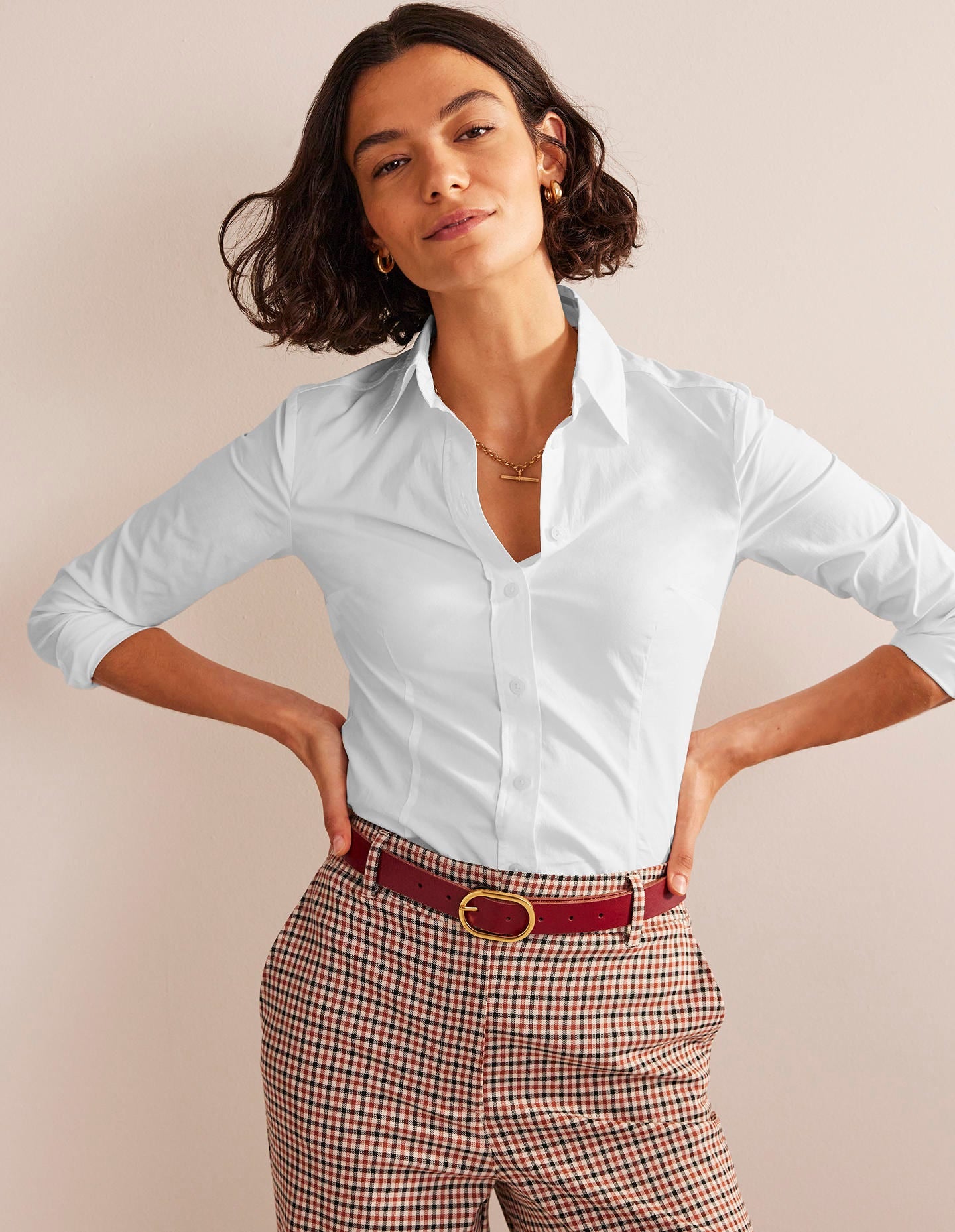 Saskia Stretch-Baumwollhemd-Weiß - Image 1