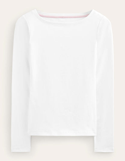 Essential Boat-Neck Jersey Top-White-5