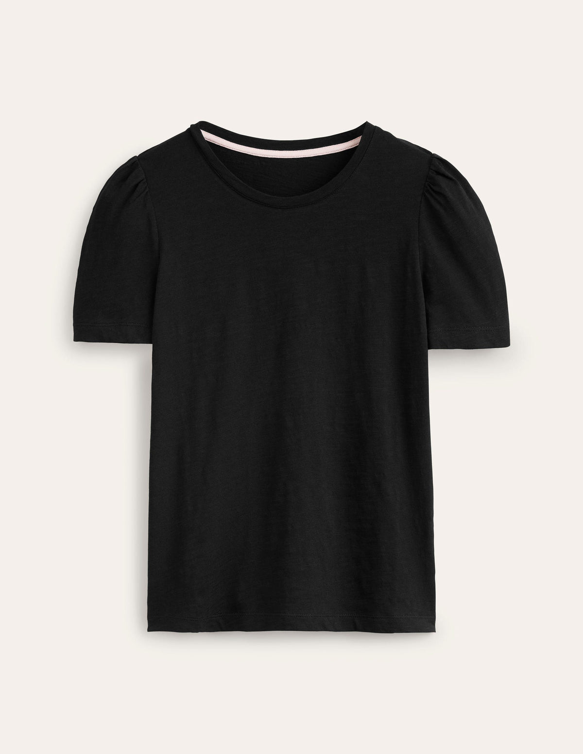 T-Shirt aus Baumwolle mit Puffärmeln-Schwarz - Image 5