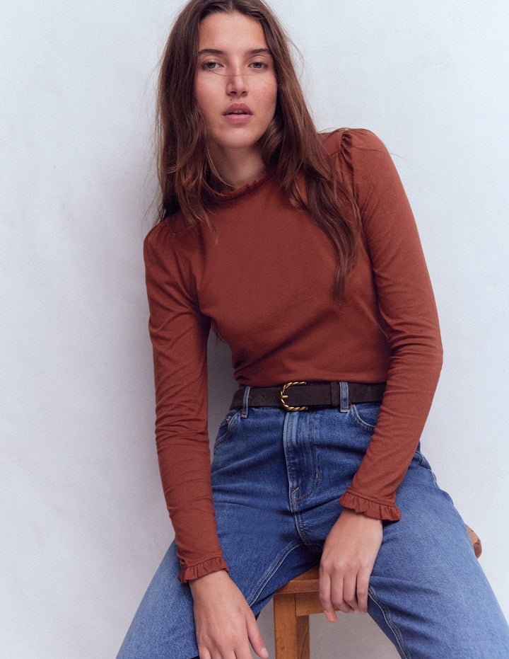 Top volanté ultra-doux-Chocolat chaud