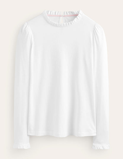 Superweiches Oberteil mit Rüschendetail-Weiß-5