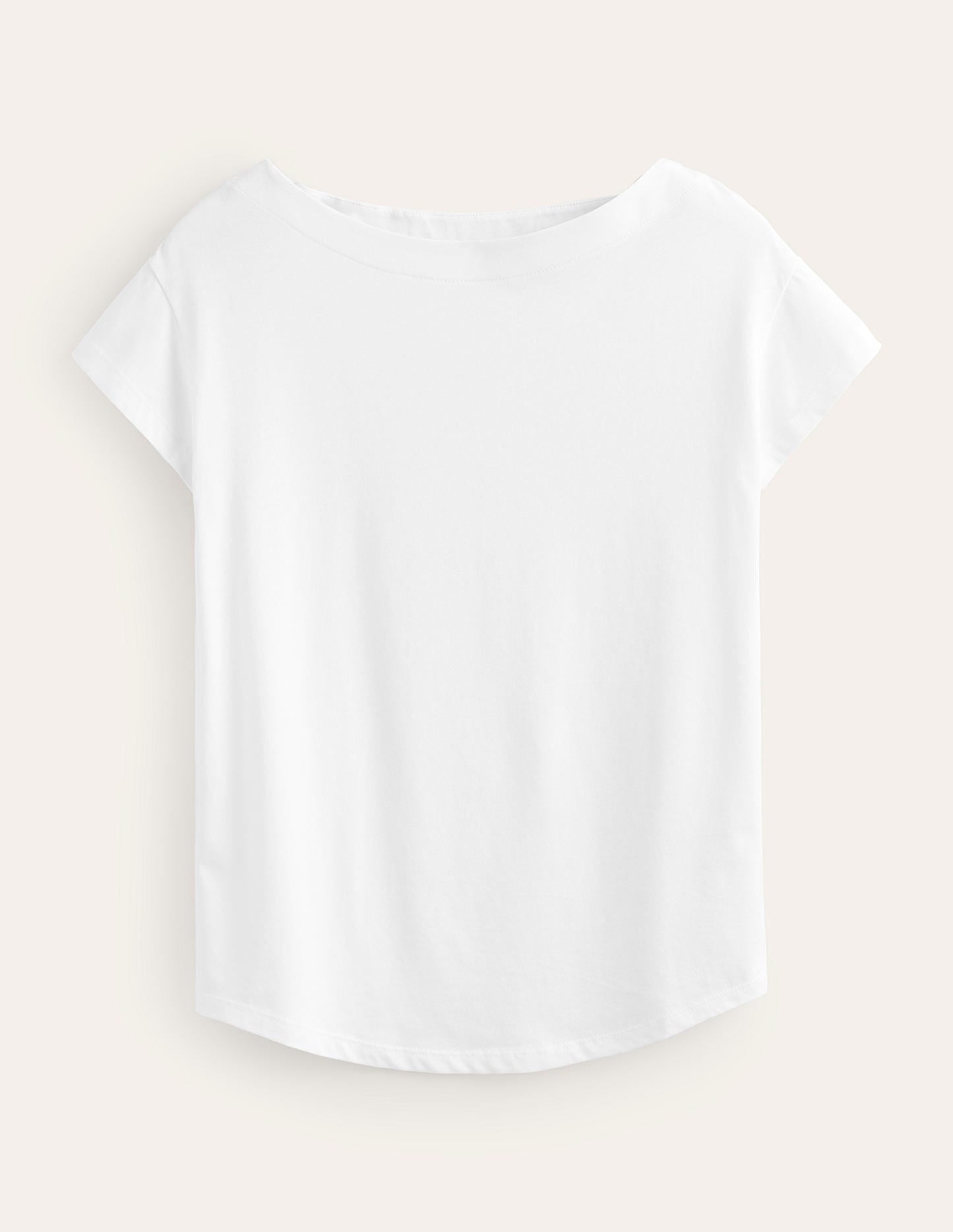 Superweiches T-Shirt mit U-Boot-Ausschnitt-Weiß - Image 5