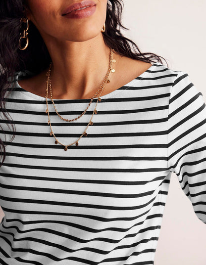 Ella Breton-Shirt mit langen Ärmeln-Naturweiß, Schwarz-2