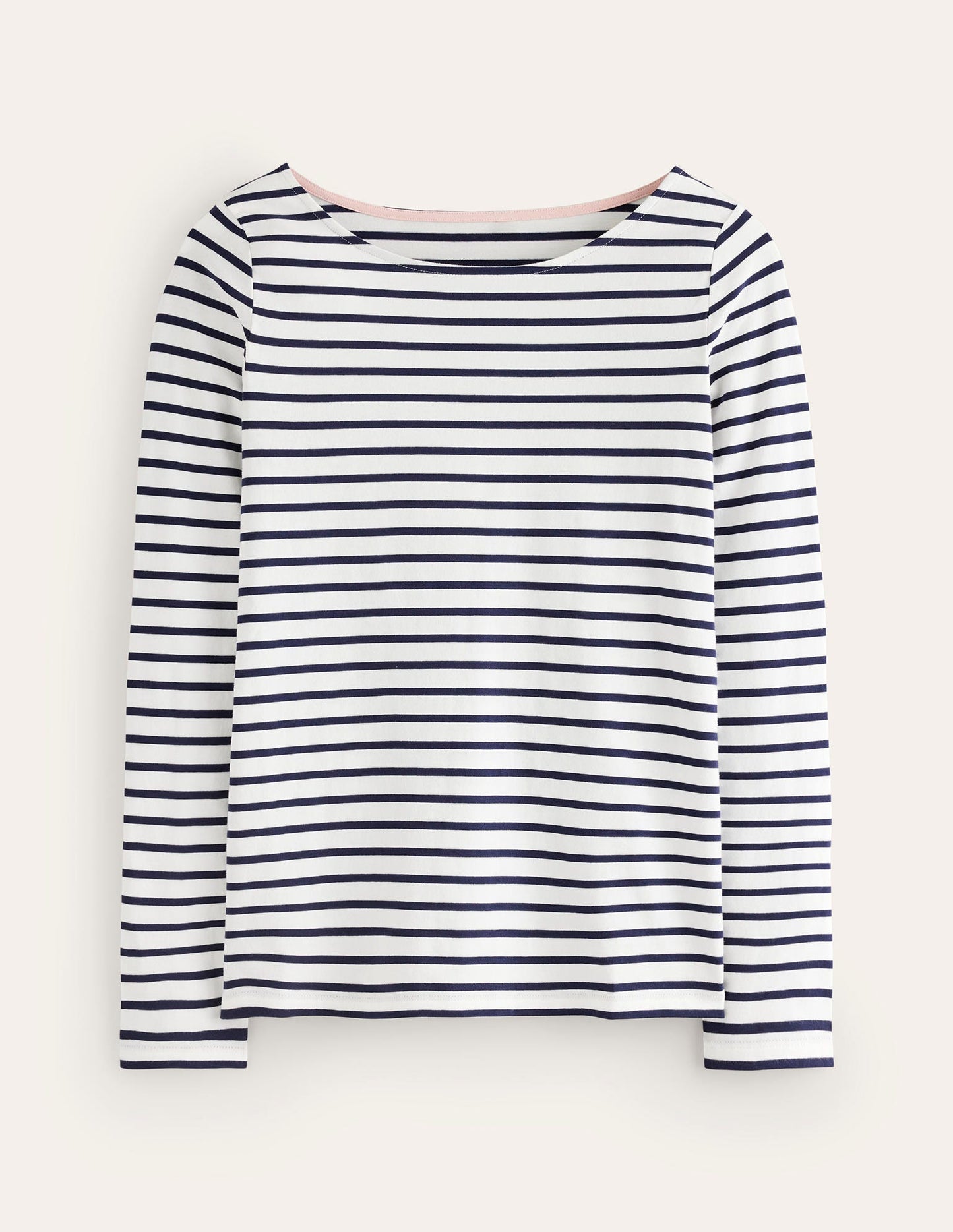 Ella Breton-Shirt mit langen Ärmeln-Naturweiß, Marineblau