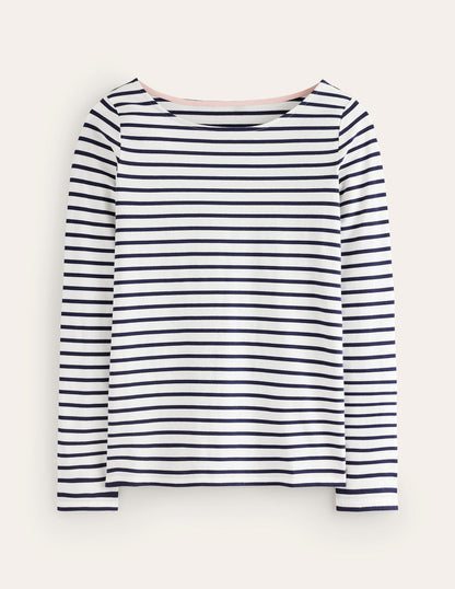 Ella Breton-Shirt mit langen Ärmeln-Naturweiß, Marineblau-5
