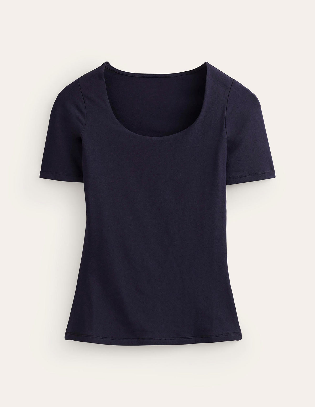 Doppellagiges T-Shirt mit tiefem Rundhalsausschnitt-Aqua Marine Marl - Image 6