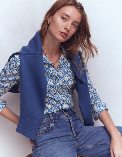 Sienna Baumwollhemd-Blau, Blumenterrasse-5