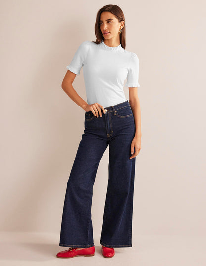 Supersoft Frill Detail T-shirt-White-4