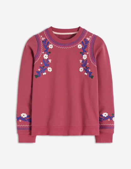 Hannah Sweatshirt mit Stickerei-Erdiges Rot, Bunt Blumenmuster-6