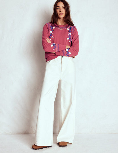 Hannah Sweatshirt mit Stickerei-Erdiges Rot, Bunt Blumenmuster-4