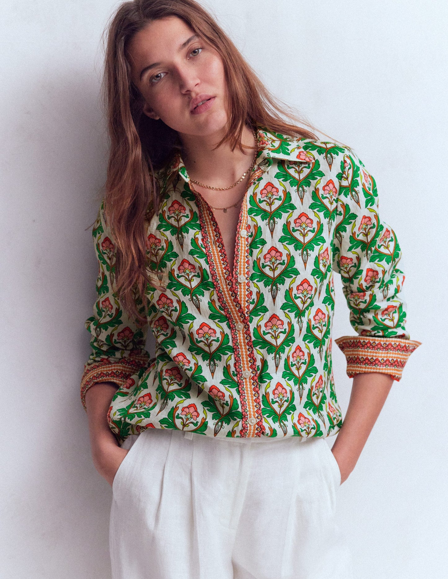 Sienna Leinenhemd-Bunt, Zierstempel