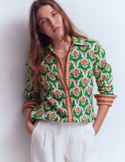 Sienna Leinenhemd-Bunt, Zierstempel-4