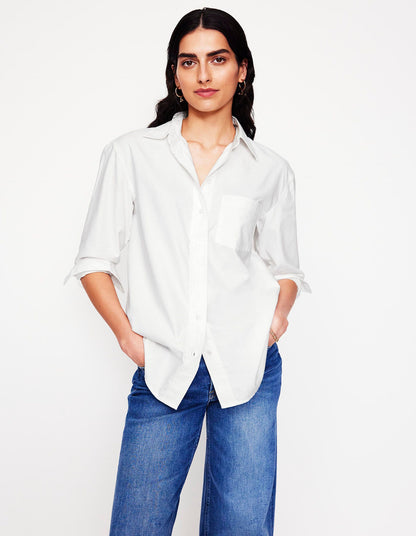 Sadie Relaxed Cotton Shirt-White Oxford-1