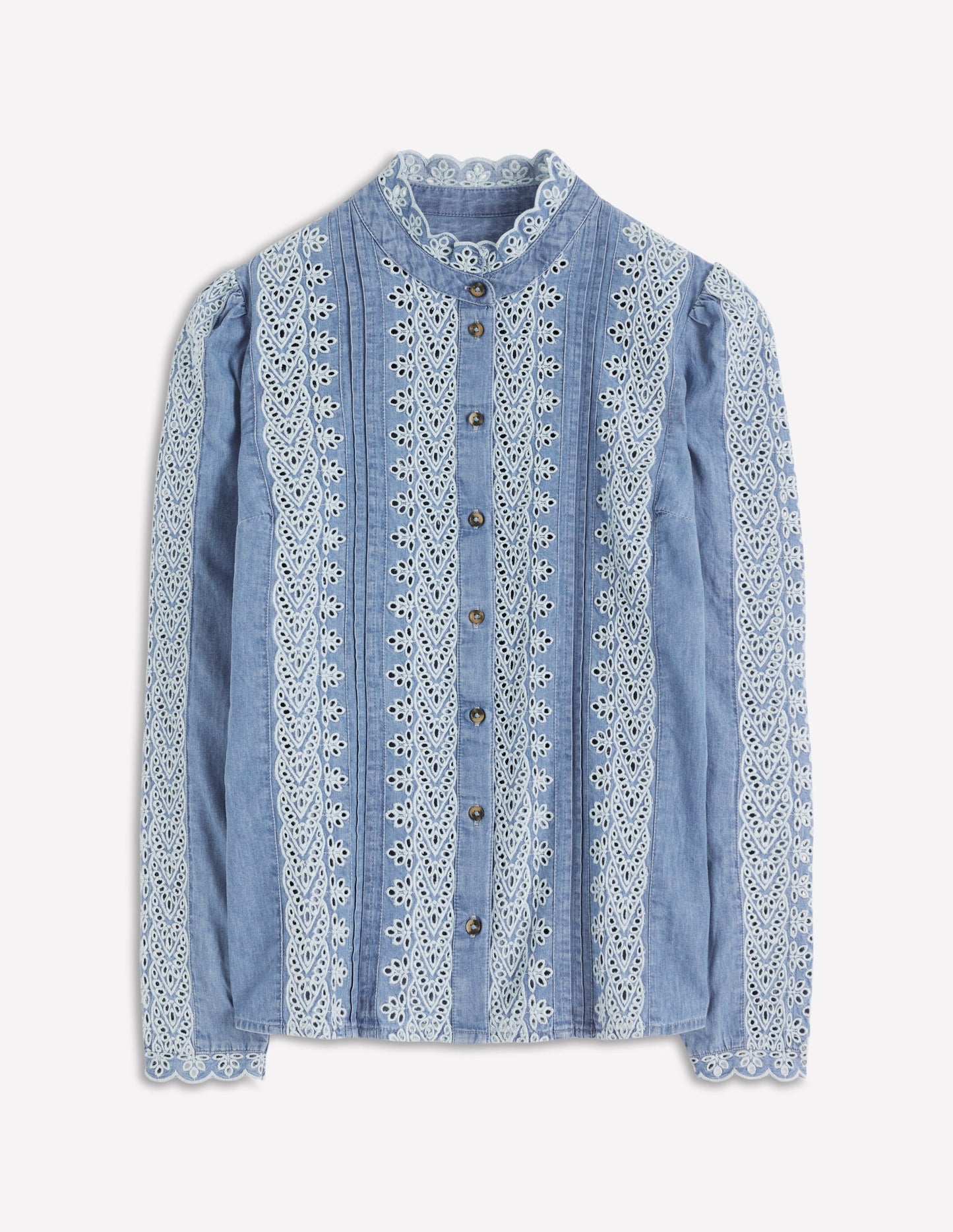 Savannah Oberteil mit Lochstickerei-Blauer Faux-Uni