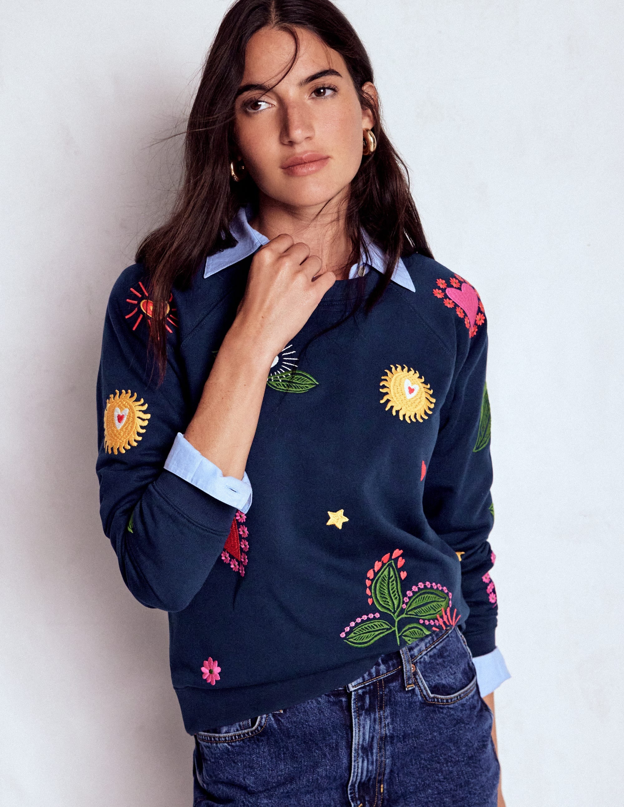 Sweat Rosa brodé-Bleu marine, broderie multi - Image 4
