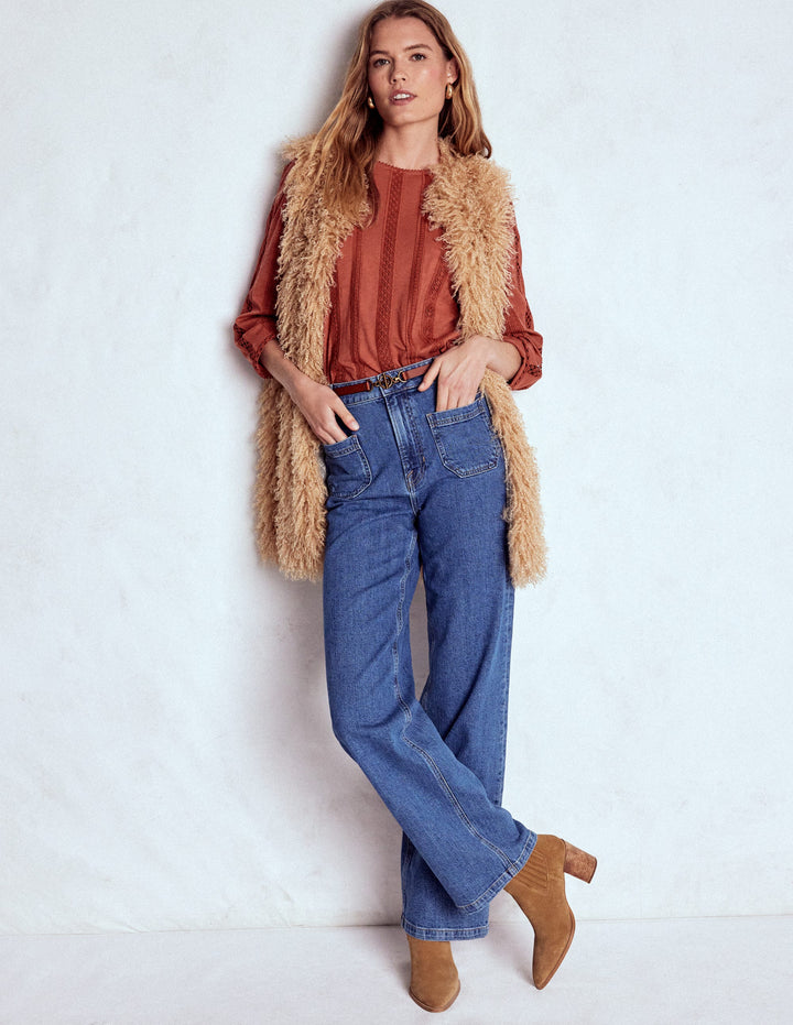 Imi Jersey-Oberteil mit Besatz-Scheunenrot