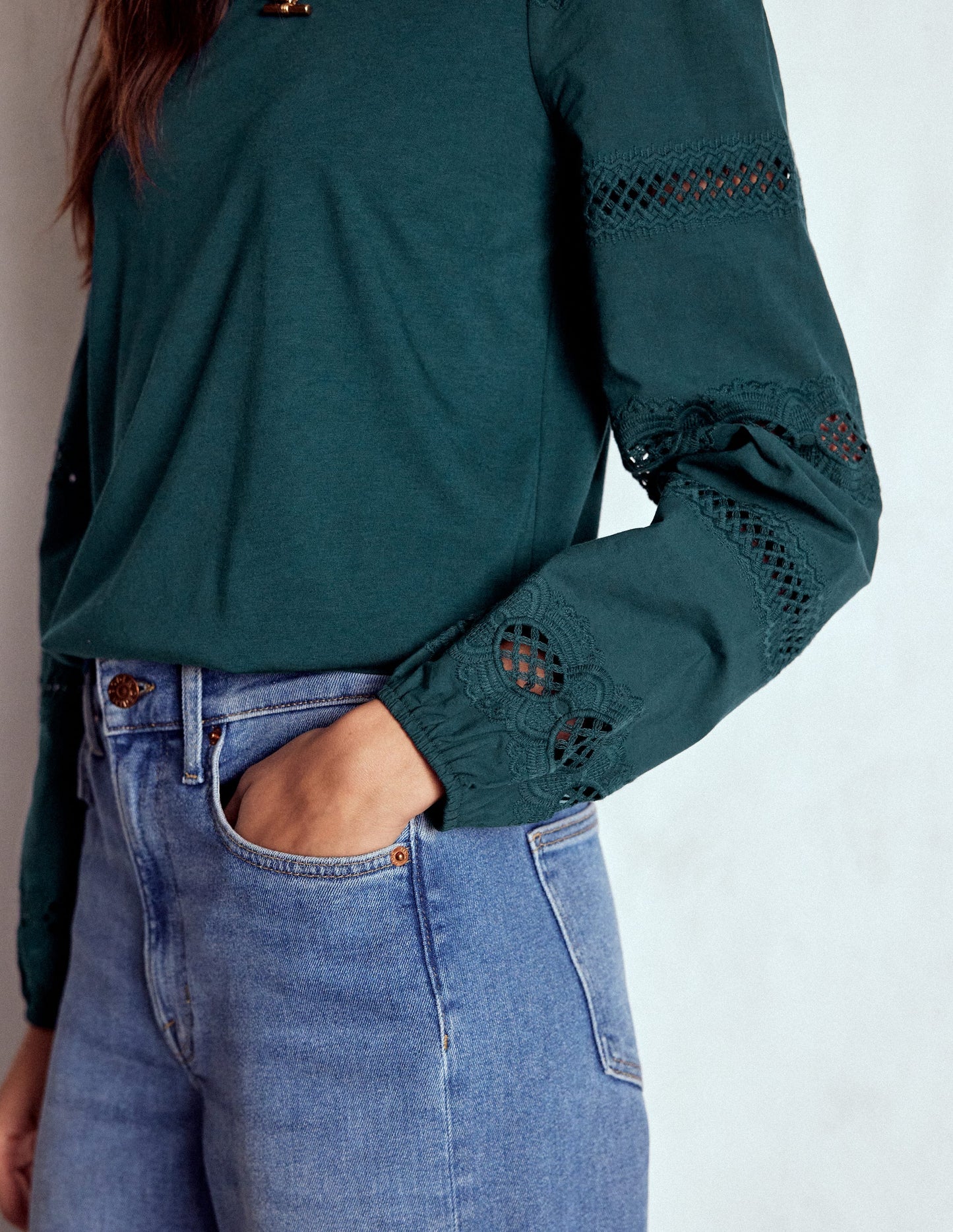 Millie Oberteil aus Spitzenmix-Mitternachtsblaugrün