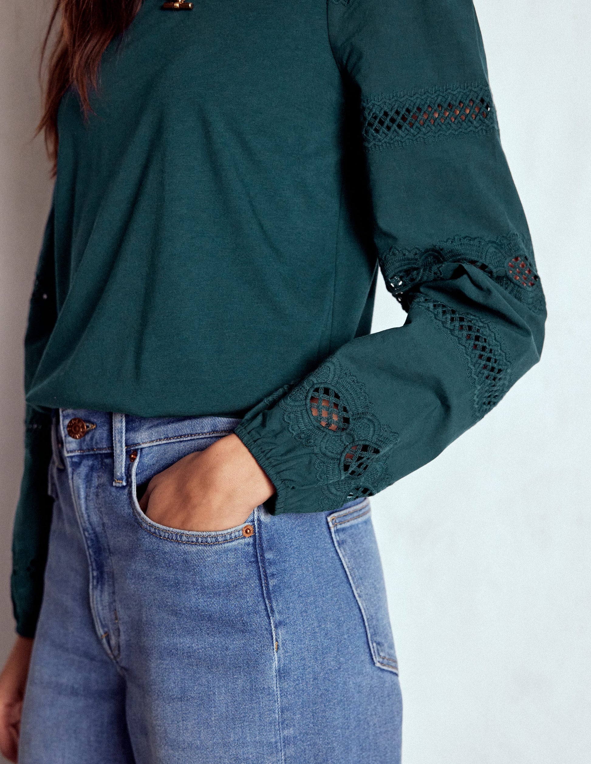 Millie Oberteil aus Spitzenmix-Mitternachtsblaugrün-2