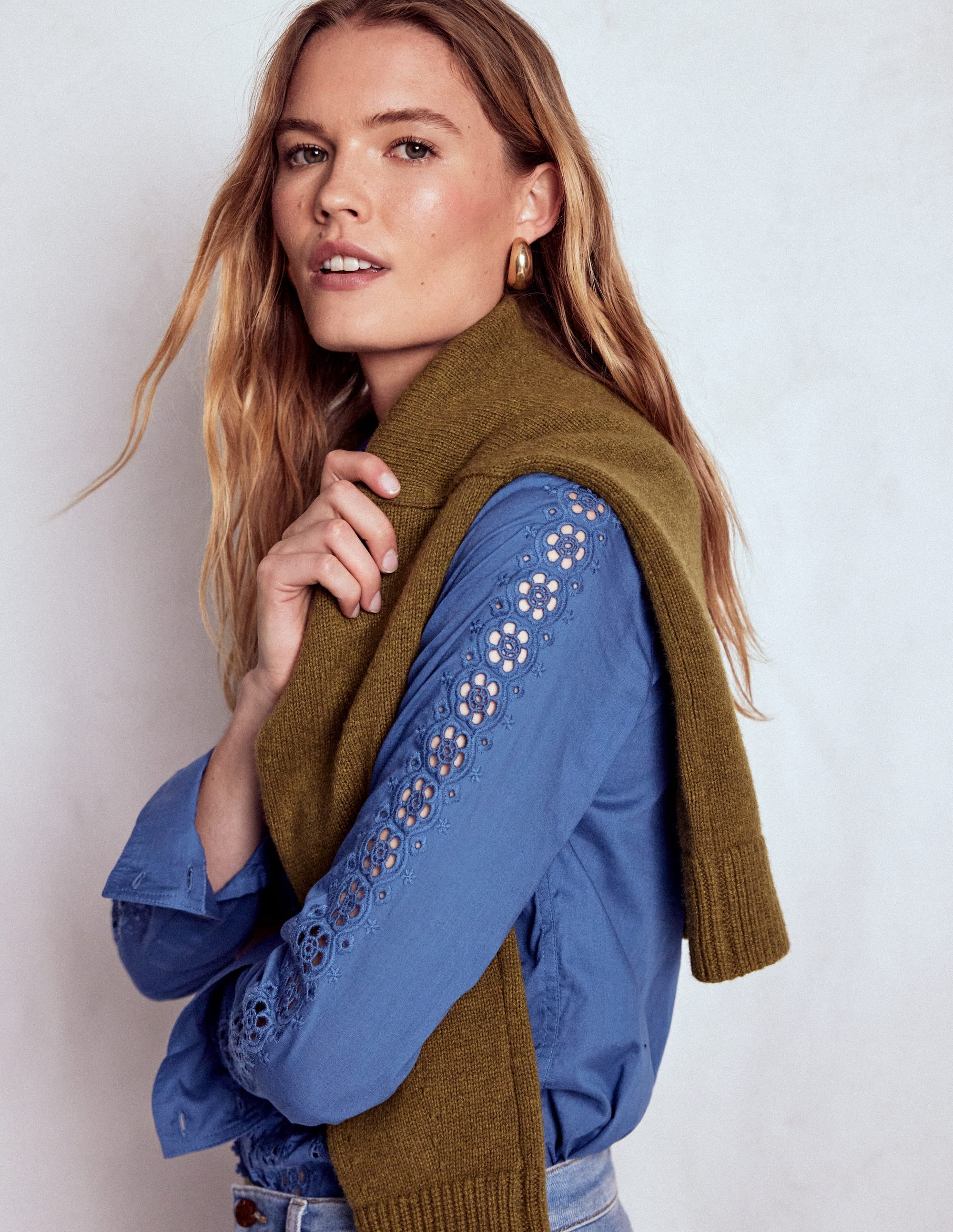 Sienna Hemd mit Lochstickerei-Denim-Blau - Image 6