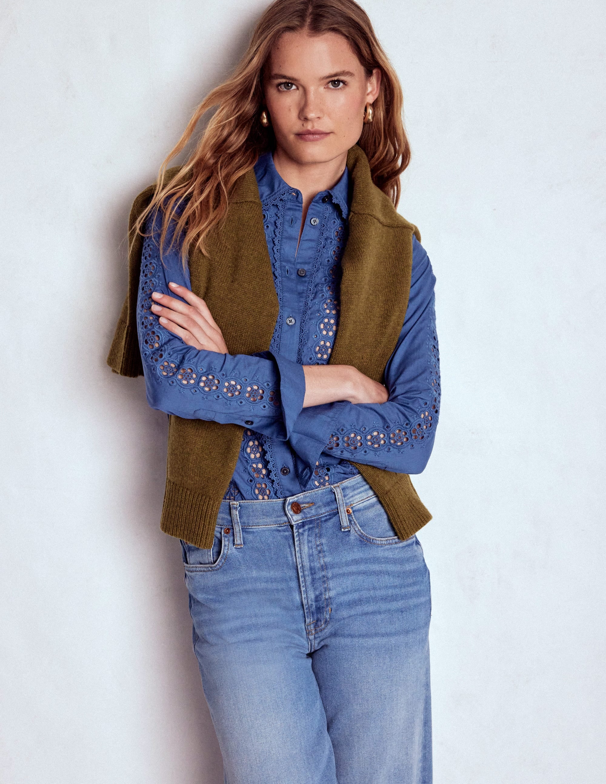 Sienna Hemd mit Lochstickerei-Denim-Blau - Image 5