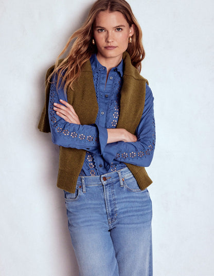 Sienna Hemd mit Lochstickerei-Denim-Blau-1