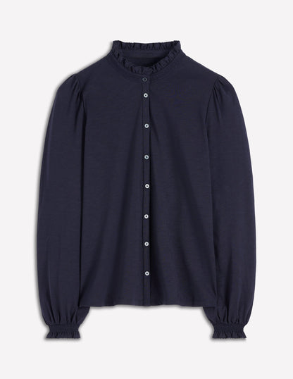Effie Hemd mit gesmokten Details-Marineblau-5